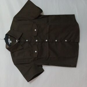 Short Sleeve Brown Button-Up Shirt